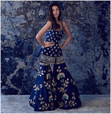 Blue elegant sharara with stylish kurti